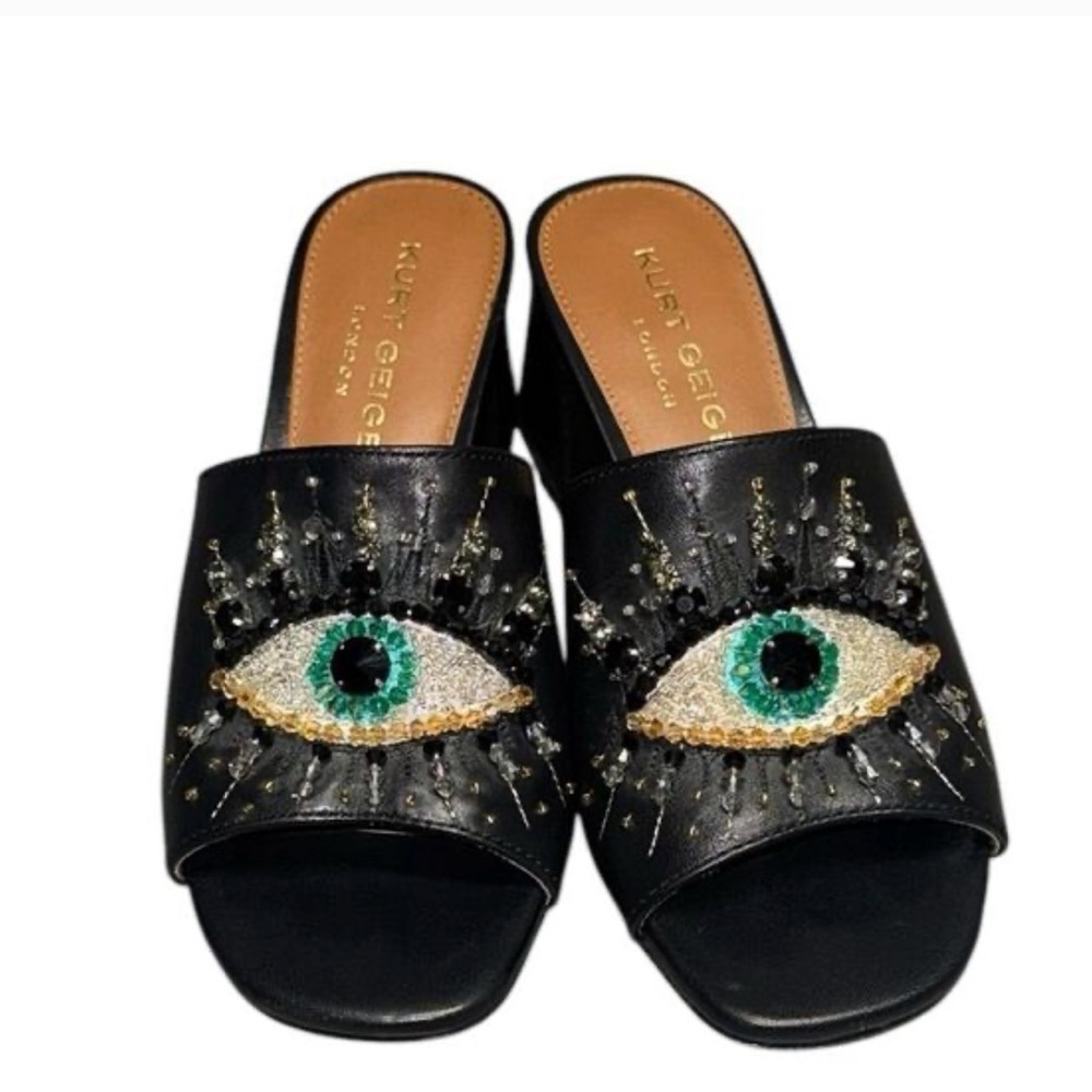 Kurt Geiger Black Sandals with Eye Design